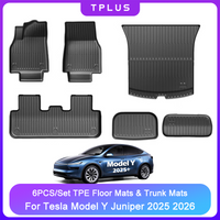Für Tesla Model Y Juniper 2025 2026 Fußmatten-Set, wetterfest, TPE vorne und hinten, Kofferraum-Liner, Kofferraummatte, Aufbewahrungsmatte, Zubehör