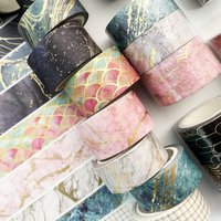 3 Roll Gold Foil Laminated Washi Tape Fashion Versatile Journal Tape DIY Hand Account Decor Craft Materials