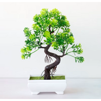 Artificial Welcoming Pine Bonsai: New Chinese-Style Zen-Inspired Desktop Ornament; Miniature Bonsai for Home and Office Decor