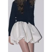 Lautaro Spring Summer Sweet Cute Soft Shiny Satin Mini Bud Skirt Women with Shorts High Waist Short Luxury Designer Clothes