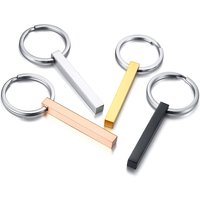 4Pcs/lot Stainless Steel Key chain Vertical Customized Bar Key Ring Gift for Family Lover Best Friend Personalized 4 Sided