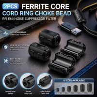Clip-on Ferrite Core Ring Choke Bead EMI RFI Noise Suppressor Filter 3.5/5/7/9/13mm Cord Clip for Power USB HDMI Audio Cable