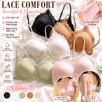 FINETOO V Neck Lace Trim Layering Bralette Women Seamless Wireless Padded Camis Bra Thin Adjustable Strap Invisible Underwear
