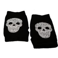 Cartoon Animals Skull Winter Rivet Typing Glove Women Warm Knit Diamonds Sequins Cool Fingerless Touch Screen Dancing Mitten G50
