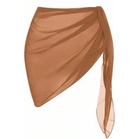 Sexy Solid Color Women Beach Skirt Short Sheer Swimming Skirt Strap Design Swimsuit Coverups Summer Vacation