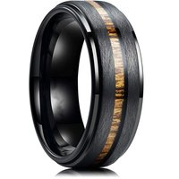 2025 Fashion Men Black Narrow Wood Grain Stainless Steel Rings Anniversary Party Jewelry Accessories Classical Men Rings