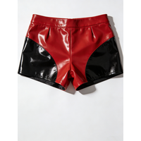 Latex Catsuit Rubber Cool Handsome Unisex Fashionable Shorts, Red and black are mixed, no needles or threads.