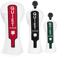Golf Club Head Covers, Quiet Lucky Clover Style Golf Driver Covers, Fairway Wood and Hybrid Head Covers with Interchangeable Tag