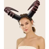 Black Demon Horn Headpiece Cosplay Women Gothic Devils Sexy Animal Ox Horns Headwear Halloween Carnival Party Costume Props