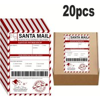 20pcs/Pack,Santa Claus Shipping Label Stickers,Santa Elf Express Mail Tags,Christmas Packaging Box Bag Party Gift Wrapping Label