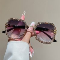KAMMPT Oversized Round Sunglasses with Rhinestones Women Fashion Gradient Multi-color Shades New Luxury Brand Design Sun Glasses