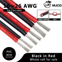 led wire speaker cable Audio wire Black Red Electrical wires Black Red Flat 2 pin cable PVC soft 2 Pin wire electronic wire