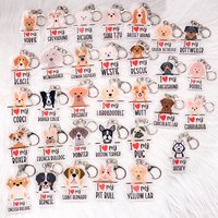 32PCS Various Pet Dog Lover Acrylic Car Keychain Funny Bag Charms Accessories Creative Backpack Pendant Key Holder Friend Gifts
