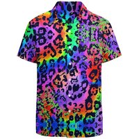 Full Print Leopard Graphic Shirts For Mens Summer Short Sleeves Button Down Hawaiian Beach Shirts Mens Oversized Tees Top