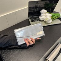 Luxury Pu Leather Envelope Evening Bag Functional Shiny Triple Flod Long Wallet Korean Style Purses Messenger Cluth Bag Women