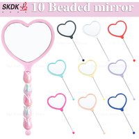 10Pcs New DIY Beaded Hand Mirror Creative - Portable Beaded Handheld Vanity Mirror with Heart Design for Books & Bookmark