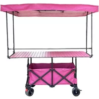 Double bottom camping stall trolley 167x60 large folding table board stall snack dining car with awning