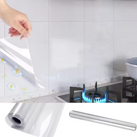 Transparent Electrostatic Kitchen Oil Proof Sticker Waterproof Heat Resistant Wall Protector Film, No Glue Removable Tile Backs