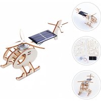Children's DIY Handcrafted Solar-Powered Helicopter Model 3D Wooden Jigsaw Puzzle Educational Science Experiment Kit Toys
