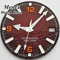 NH35 Watch Dial 8mmX13mmX13mm Silver Watch Hands 28.5mm Blue/Red Watch Dial Green Luminous Fit NH35 Movement Watch Accessories
