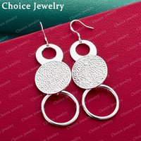 925 Sterling Silver Frosted Smooth Circle Drop Earrings For Women Jewelry Fashion Elegant Engagement Wedding Accessories
