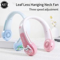 Cartoon Animals USB Neck Bladeless Air Cooler Portable 360-Degree Fan-free Anti-winding Design Hanging Neck For Summer
