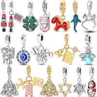 Red Guard Charms Bead 925 Sterling Silver CZ Zircon Pink Mobile Phone Wedding Gift Pendants Fit Original Bracelet DIY Jewelry