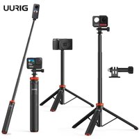 UURIG 130cm Extendable Selfie Stick Tripod Stand Handle Grip for GoPro 12 11 10 9 8 Insta360 X4 DJI OSMO Action 3 4 Accessories