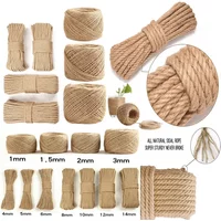 1-14mm Natural Vintage Jute Rope Cord String DIY Basket Cat Pet Scratching Handmade Gift Wrapping Gardening Wedding Decor 2-100M