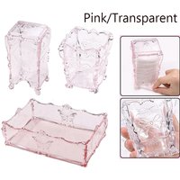1Pc Cotton Pad Nails Storage Box Butterfly Transparent Pink Design Napkins Container Brush Organizer Makeup Case Nail Art Tools