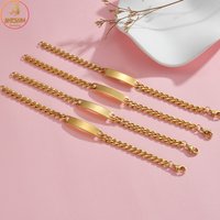 Gold Color Punk Man Bracelets Stainless Steel Blank Bar Thick Hand Chain For Couple Men Women Jewelry Birthday Christmas Gift