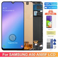 6.4'' Super AMOLED A50 A505F A505F/DS Display Screen with Frame for Samsung Galaxy A50 LCD Display Touch Screen Digitizer Parts