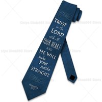 Christian Ties Mens Religious Necktie Proverbs 3:5-6 Tie Trust in The Lord with All Your Heart Theme Ties Print Holiday