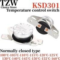 TZW 2PCS KSD301 temperature control switch normally closed 40 ~ 95 ℃ 10A 250V 100/105/110/115/120/125/130/140/145/150/155/160℃