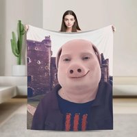 Super Soft Funny Meme Throw Blanket for Kids John Pork Shoutout Design Comfortable Bedspread for Bedroom or Sofa Decor