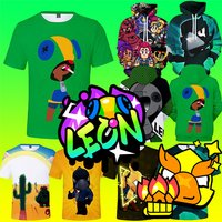 Leon 3 To 14 Years Boys Star-Players Kids T-shirt Anime Figures Supercell Brawlers-Game Boys Girls Cartoon Tops Teen Clothes