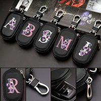 New Black A-Z Zipper Keychain with 26 Letter Print Key Holder And Key Ring for Organization And Storage