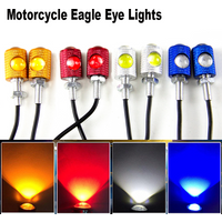 2 Pcs Universal Motorcycle Eagle Eye Shape Mini License Plate Lights Turn Signal Indicator Rear Tail Light Brake Fog Lamp