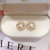 ZHBORUINI 2024 New 14K Gold Plated Natural Pearl Earrings 925 Silver Ear Needle Geometry Stud Earrings For Women Jewelry Gift
