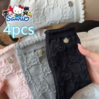 Sanrio fans must grab this! Hello Kitty 3D embossed socks, pack of 4, with delicate little badges, adorably heartwarming