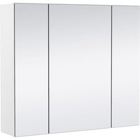 Wall-Mounted Mirrored Storage Cabinet with 3 Doors & Adjustable Shelves, 15x70.5x60.5cm, White