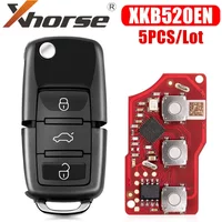 Xhorse XKB520EN – druga generacja przewodowego pilota do kluczy samochodowych VW B5, składany, 3 przyciski, obsługuje bezprzewodowe programowanie, uniwersalny, inteligentny klucz, 5 sztuk w zestawie.