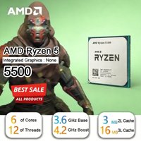 AMD R5 5500 CPU Processor Ryzen 5 5500 4.2 GHz 6-Core 12-Thread 65W TDP L3=16M Socket AM4 but without cooler