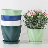 Plastic Flower Pot Succulent-Plant Pot with Tray Round Double Layer Flowerpot Nursery Pot Home Office Desktop Decoration