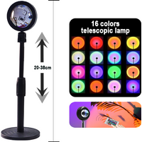 16 Colors RGB Photography Sunset Lamp LED USB Projector Night Light Remote Neon Bedroom Home Coffee Shop Wall Decoration