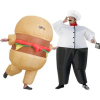 Adult Unisex Hamburger Chef Inflatable Costume Set Role Playing Clothes Masquerade For Halloween Carnival Party Stage Props Suit