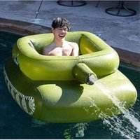 Aufblasbarer Tank-Sprühring Pool-Wasserstrahlpistole Spielzeug Schwimmsitz Kratzfest Robust Langlebig für Strandparty Pool