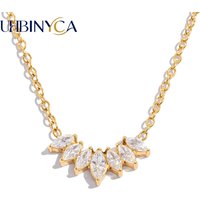 Simple Zirconia Flower Pendant Necklace for Women Minimalist Polished Stainless Steel 18K Gold Plated Jewelry Elegant Gift