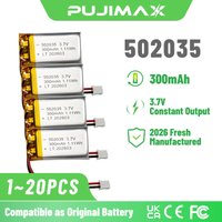 PUJIMAX 502035 3.7V Lithium Polymer Battery 300mAh Rechargeable Battery for Game Controller GPS Navigator Audio Devices