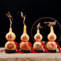 Chinese Style Yin Yang Tai Chi Natural Gourd Tassel Handmade Hanging Ornament Lucky Wealth Healing Feng Shui Home Decor Props